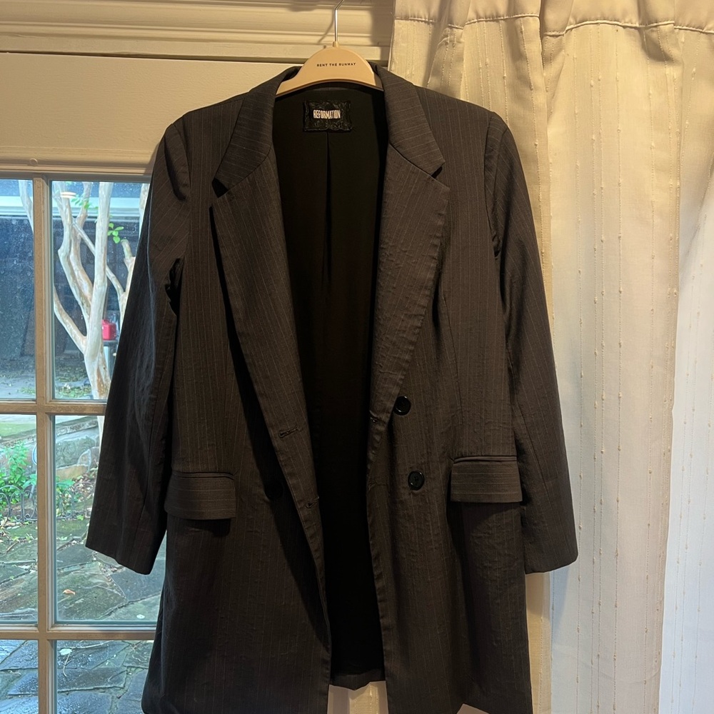 Charcoal Pin Stripe Blacker Jacket Dress